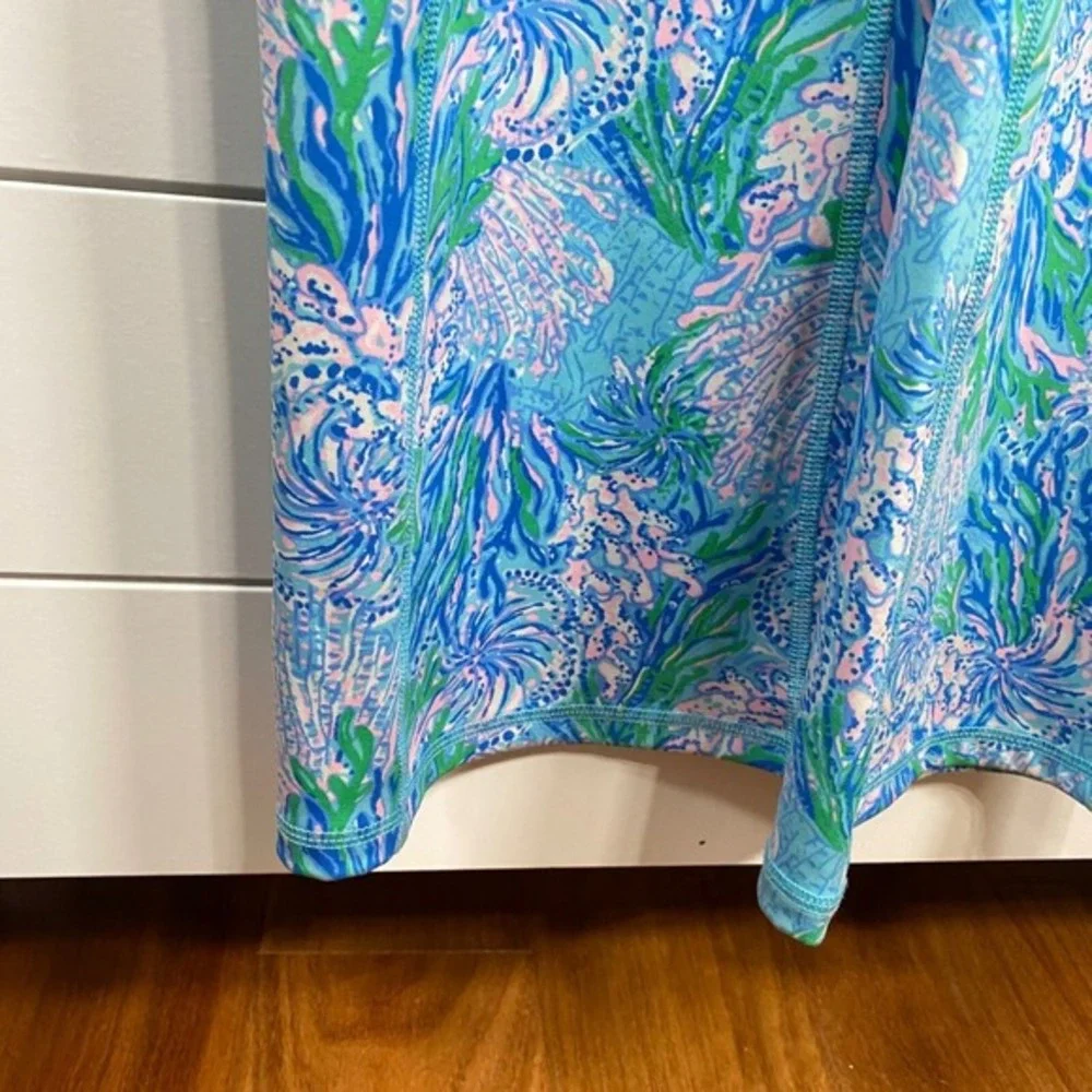 Lilly Pulitzer Womens Luxletic Carpe Vita Flare Jumpsuit L Blue UPF50 Resortwear